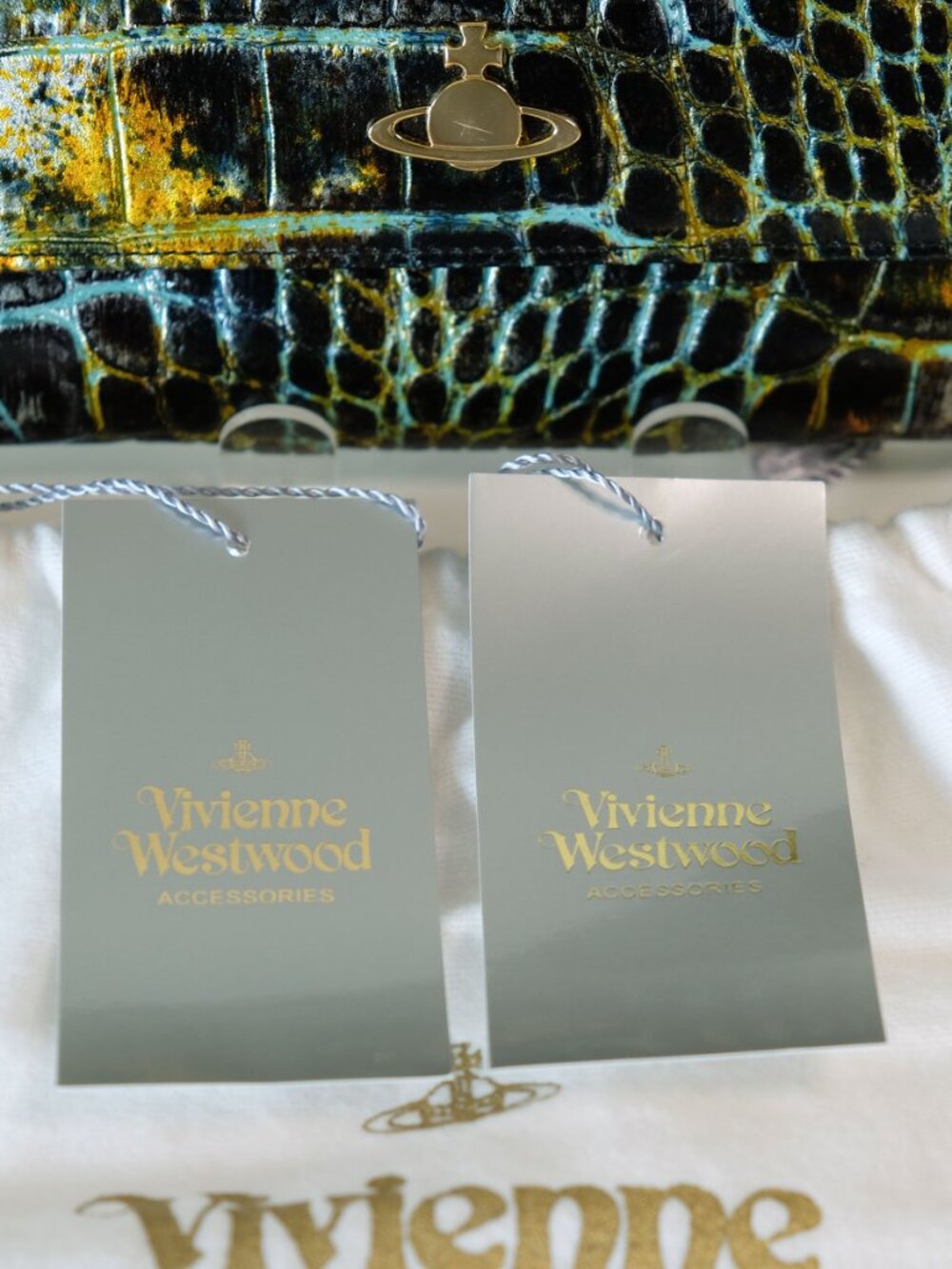 Vivienne Westwood Clutch/Crossbody Bag, Croc texture, Multicolor - Picture 10 of 11